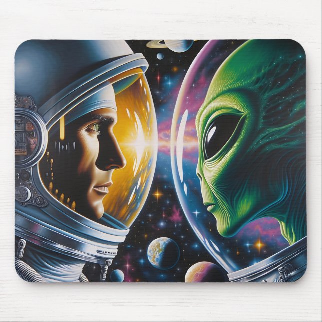 Mousepad Alienígena e astronauta no espaço (Frente)