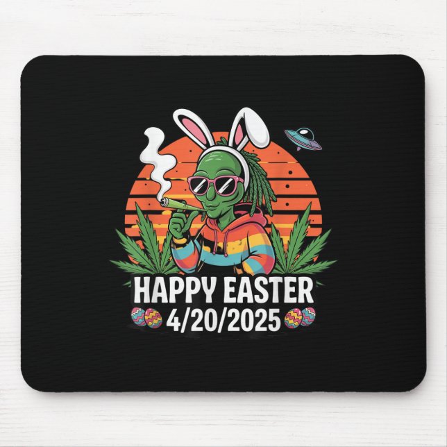 Mousepad Alienígena engraçada Páscoa coelhinha 2025 Stoner  (Frente)