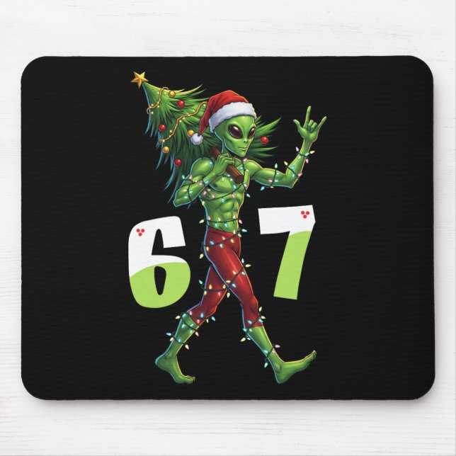 Mousepad Alienígena engraçado de Natal Seis Sete Meme 67 Ch (Frente)