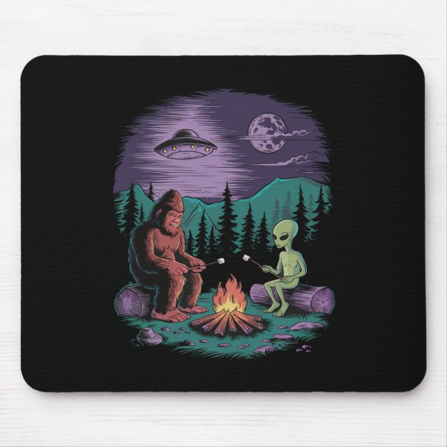 Mousepad Alienígena Engraçado E Pé Grande Caminhando Na Lua (Frente)