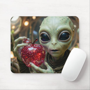 Mousepad Alienígena Extraterrestre com uma Maçã Cristalina
