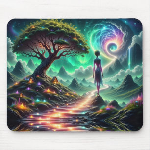 Mousepad Alienígena feminina caminha pelo jardim de alieníg