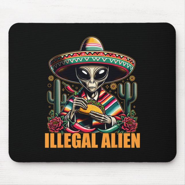 Mousepad Alienígena Ilegal Engraçado Cinco De Mayo Western  (Frente)