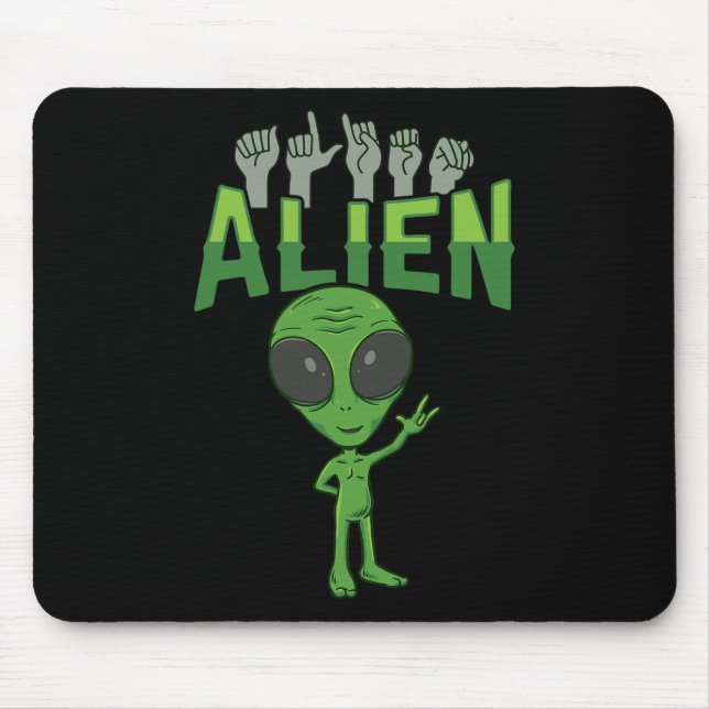 Mousepad ALIENÍGENA ILY ASL Gesto manual surdo surdo perda  (Frente)