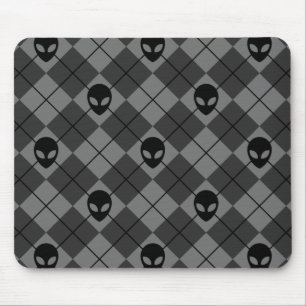 Mousepad Alienígena Preto e Cinza com Padrão Argyle