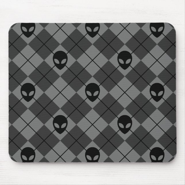Mousepad Alienígena Preto e Cinza com Padrão Argyle (Frente)