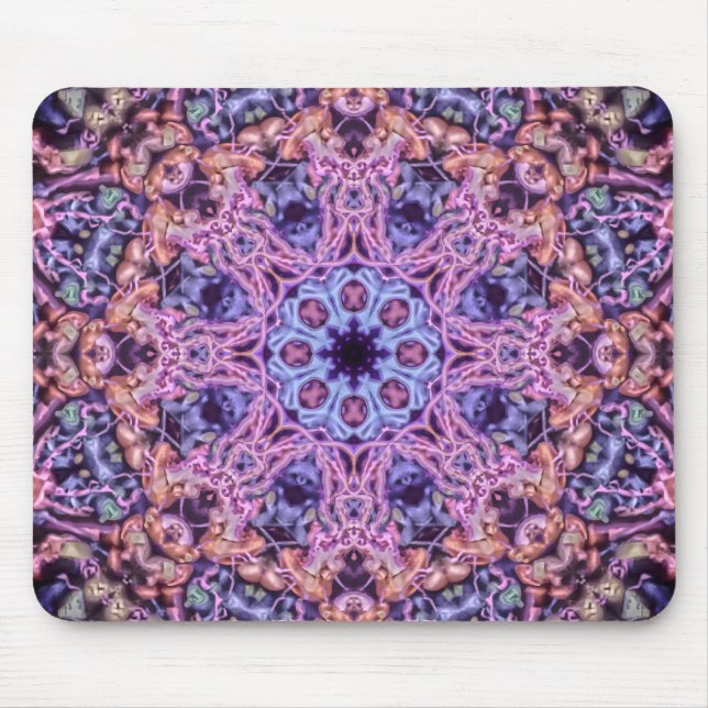 Mousepad Alienígena Psicodélico Roxo Caleidoscópico Mandala (Frente)