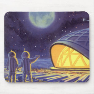 Mousepad Aliens da ficção científica do vintage na lua a
