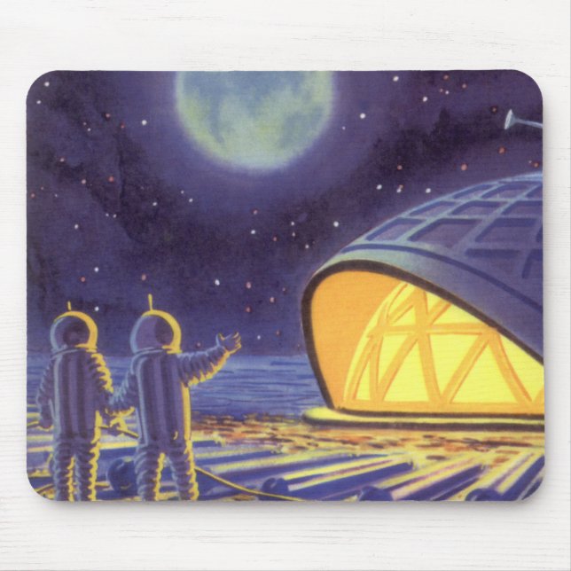 Mousepad Aliens de ficção científica em lua planeta azul (Frente)