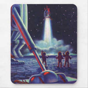 Mousepad Aliens de ficção científica vintage ondulam o fogu