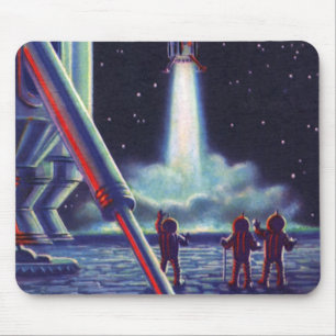 Mousepad Aliens de ficção científica vintage ondulam o fogu