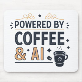 Mousepad Alimentado por Café & Vetor de Tecnologia Retro AI