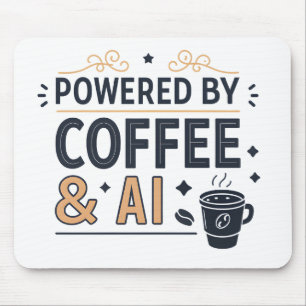 Mousepad Alimentado por Café & Vetor de Tecnologia Retro AI