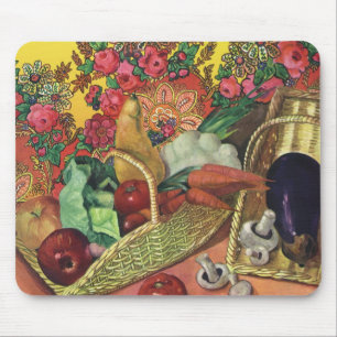 Mousepad Alimentos Orgânicos, Legumes de Jardim, Flores em
