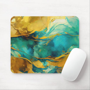 Mousepad Alinhando Blues e Golds Abstrato