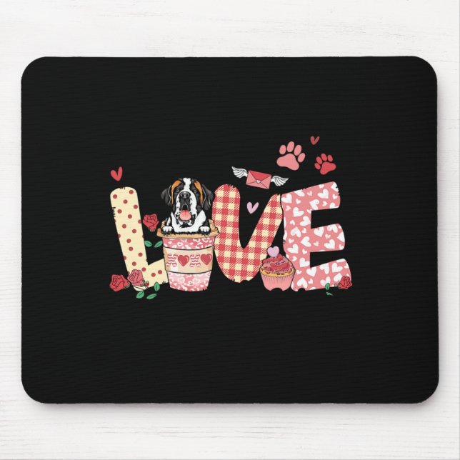 Mousepad All You Need Is Love Saint Bernard And Coffee Vale (Frente)