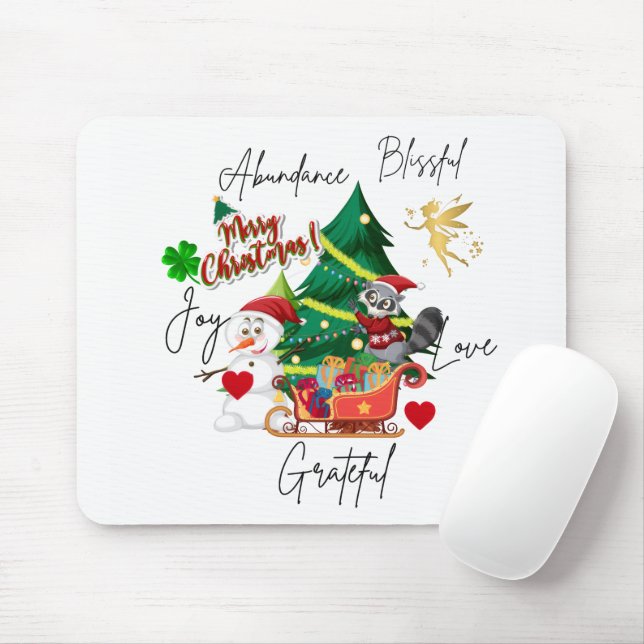 Mousepad Allegre Rato de Natal | Presente de Mesa de Natal (Com mouse)