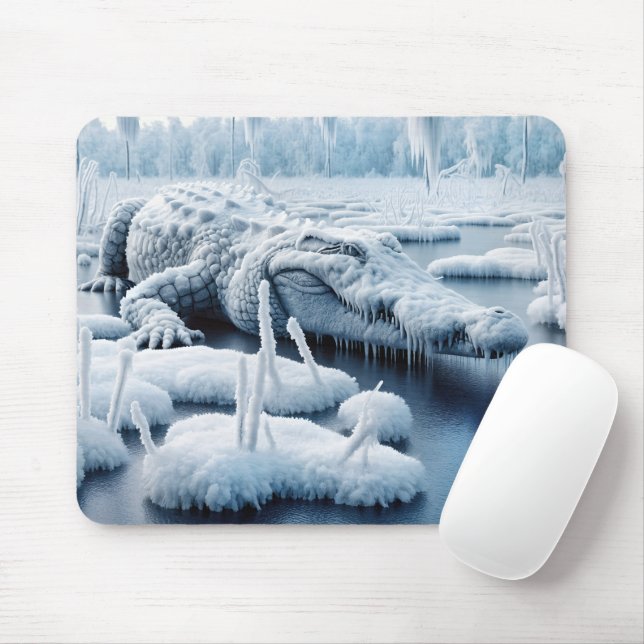 Mousepad Alligador No Pântano De Neve (Com mouse)