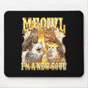 Mousepad Alma Engraçada Meowl Gato Safado Coruja