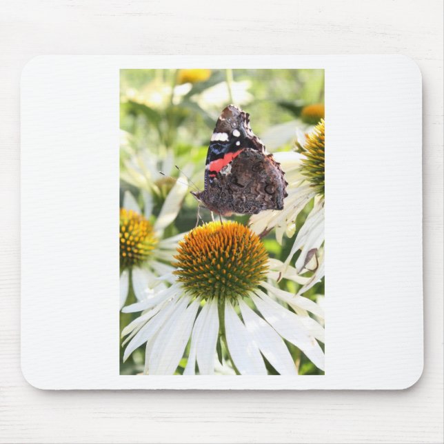 Mousepad Almirante Borboleta sobre Flor (Frente)