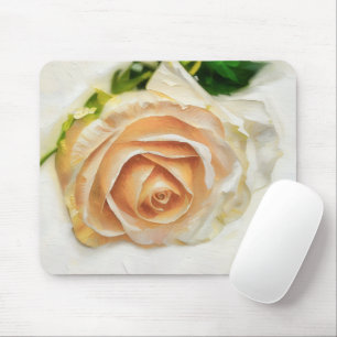 Mousepad Almofada de Rato Arte Flor Rosa Peachy