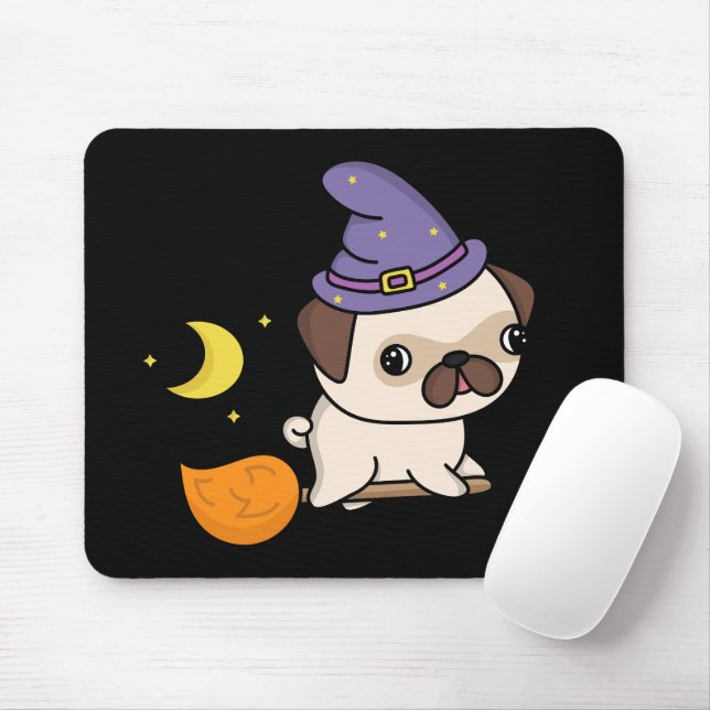 Mousepad Almofada de Rato Bruxa Pug (Com mouse)