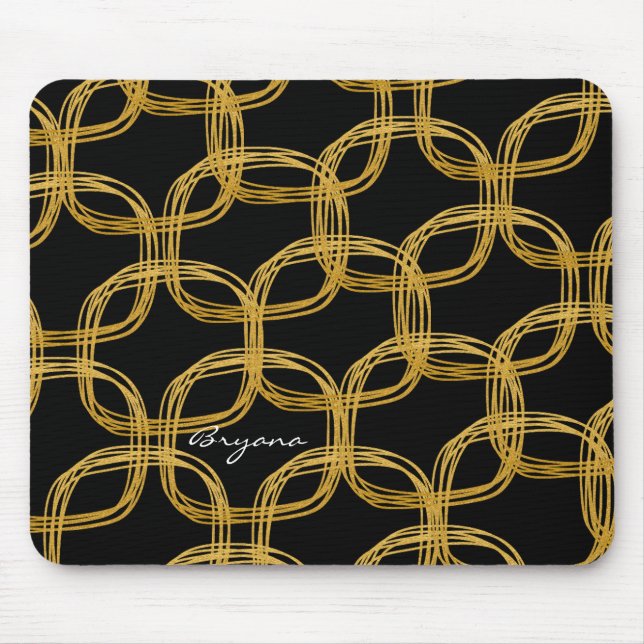 Mousepad Almofada de Rato Círculo de Folha de Ouro Glam Mod (Frente)