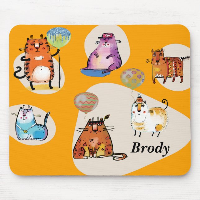 Mousepad Almofada de Rato com Gatos Cómicos (Frente)
