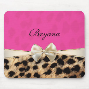 Mousepad Almofada de Rato com Impressão de Leoparda e Laço