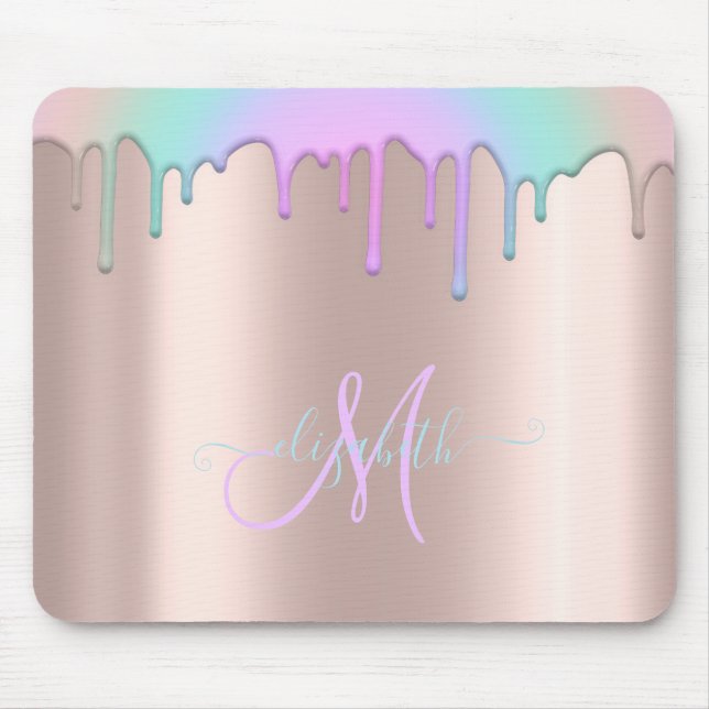 Mousepad Almofada de Rato com Monograma em Dourado Rosa e G (Frente)