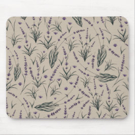 Mousepad Almofada de Rato com Padrão Botânico de Lavanda