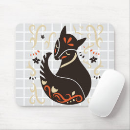 Mousepad Almofada de Rato com Raposa Sentada de Arte Folcló