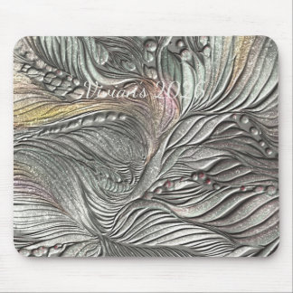 Mousepad Almofada de rato em folhas metálicas prateadas de