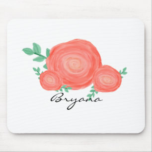 Mousepad Almofada de Rato Moderna de Flores Florais Laranja