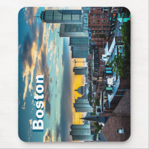 Mousepad Almofada de Rato Panorama da Cidade de Boston Mass