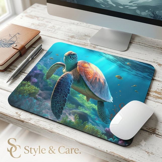 Mousepad Almofadas de Rato de Vida Marinha do Oceano com De (Ocean Wildlife Mouse Pads Featuring Sea Turtle Design)