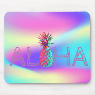 Mousepad Aloha Abacaxi Havaiano Ombre Holográfico