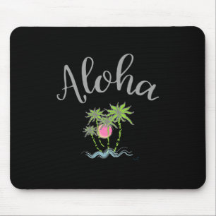 Mousepad Aloha Beaches Estilo havaiano Verão negro tropical