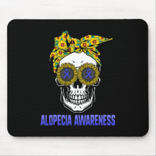 Mousepad Alopécia Consciência Azul Cabelo de Fita Perda Dér