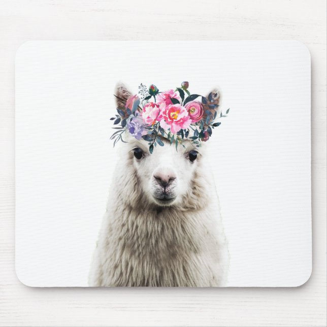 Mousepad Alpaca com Flores (Frente)