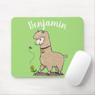 Mousepad Alpaca feliz e giro com cartoon de borboleta
