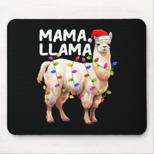 Mousepad Alpaca Llama Xmas Iluminação Santa Hat Mama Llama
