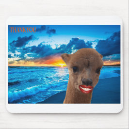 mousepad alpaca na praia, obrigado você