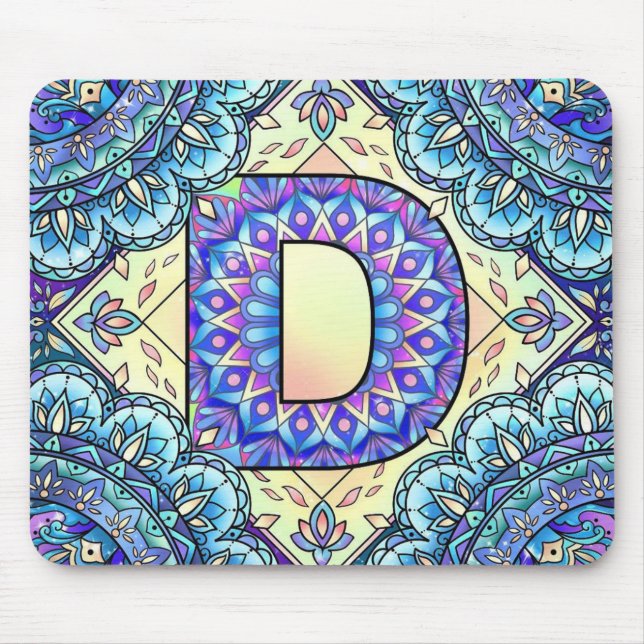Mousepad Alphabet D mandala (Frente)