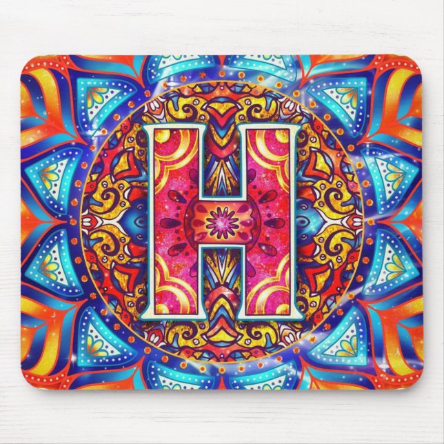Mousepad Alphabet H mandala (Frente)