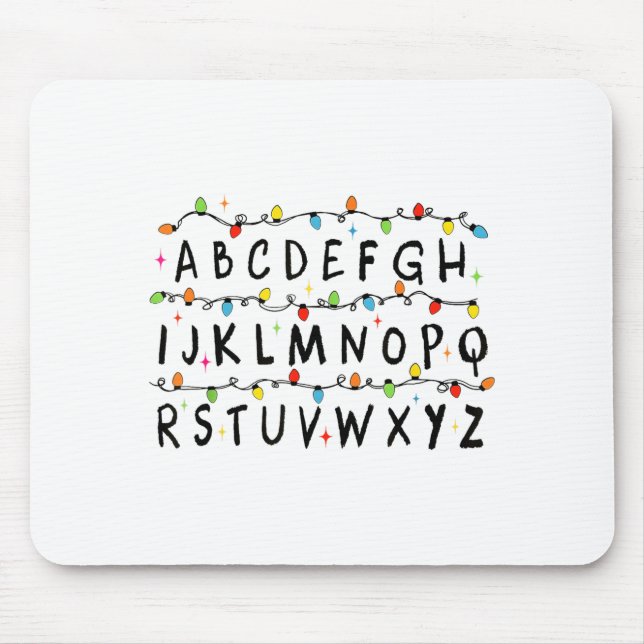 Mousepad Alphabet Stranger Christmas 2025 Lights Boys Girls (Frente)