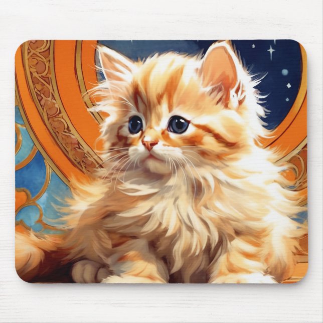 Mousepad Alphonse Mucha Art Nouveau Orange Cat (Frente)