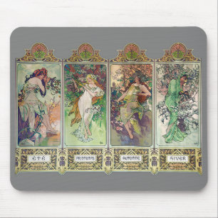 Mousepad Alphonse Mucha , "As quatro estações"