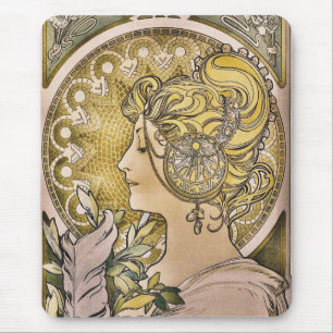 Mousepad Alphonse Mucha, La Plume Garota Bonita