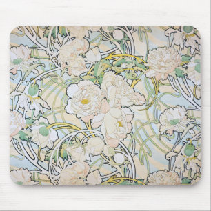 Mousepad Alphonse Mucha Peonies